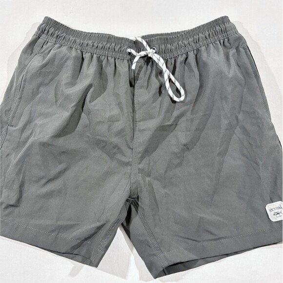 Spicy Tuna Swim Trunks Shorts Mens 5" Pockets Poly Blend Stretch Gray Sz S - Picture 2 of 10